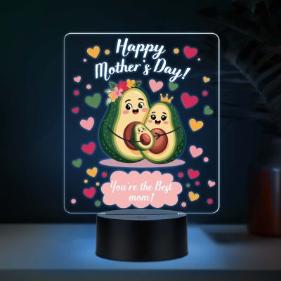 Cute Avocado Best Mom UV Print 7 Color LED Night Lamp Mothers Day Gift Light